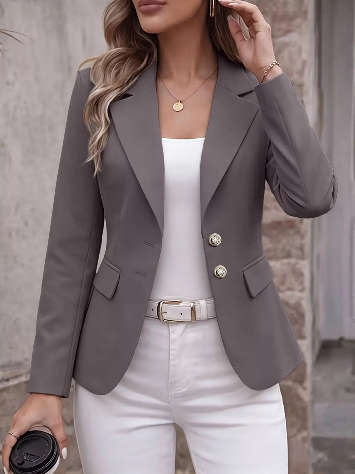 Veste de tailleur à col revers et manches longues pour femme – vue 5