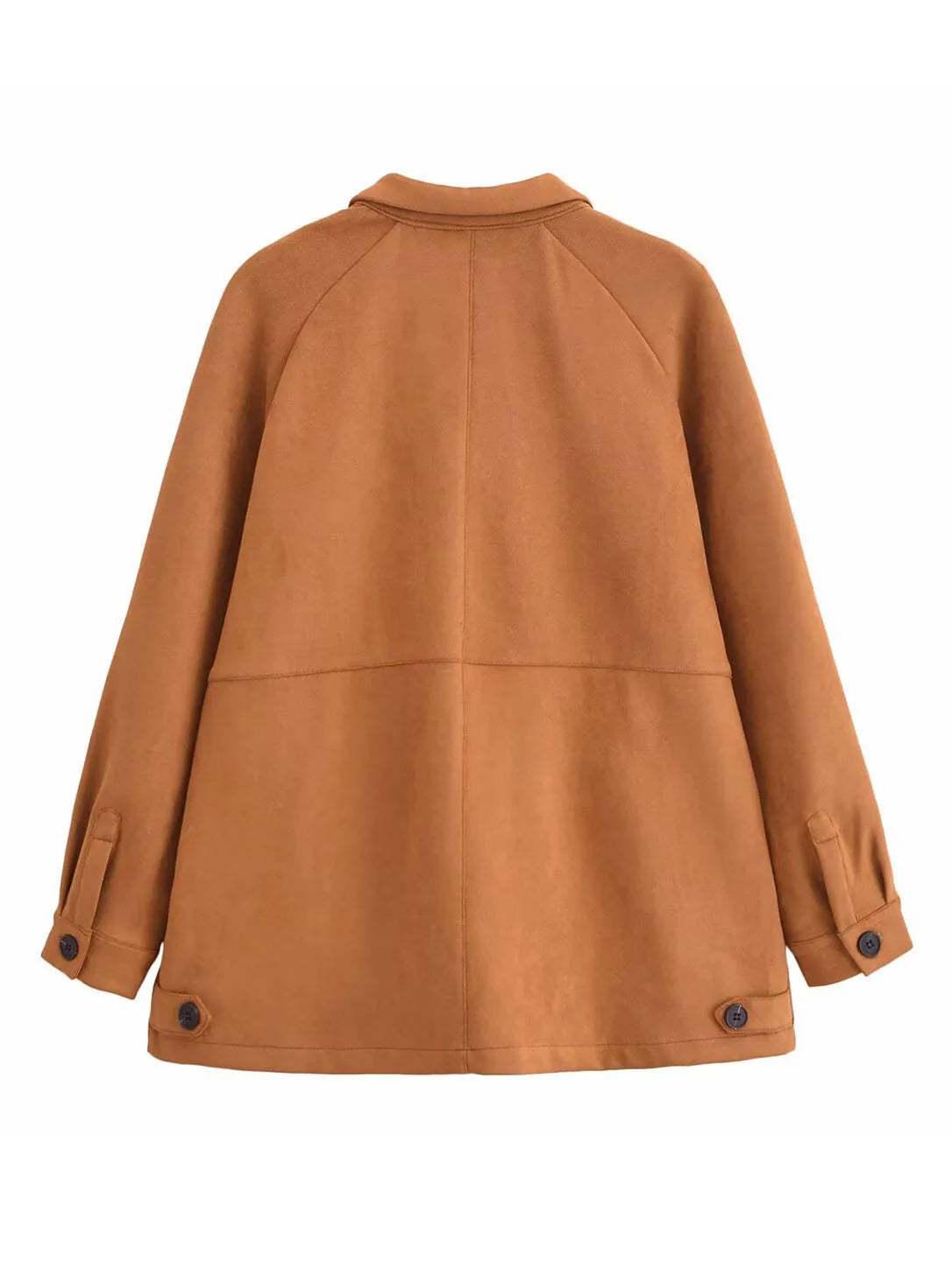Veste effet daim vintage camel pour femme – vue 3