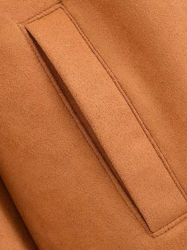 Veste effet daim vintage camel pour femme – vue 5