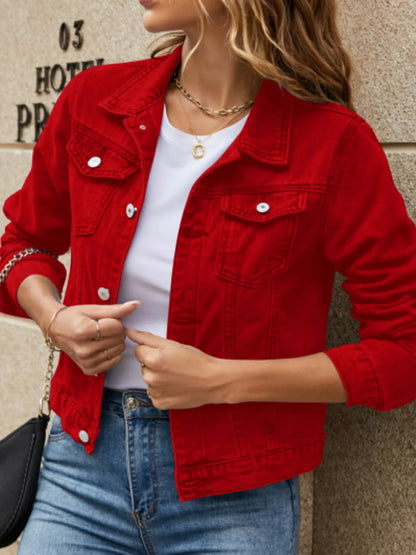 Veste en jean femme ajustée à boutons et poches – vue 13