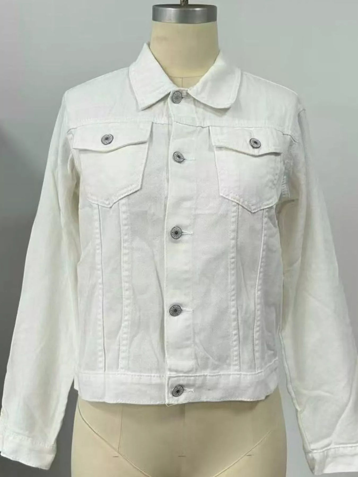 Veste en jean femme ajustée à boutons et poches – vue 8