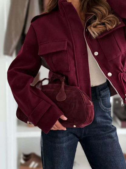 Veste femme boutonnée à cordon de serrage et poches – vue 13