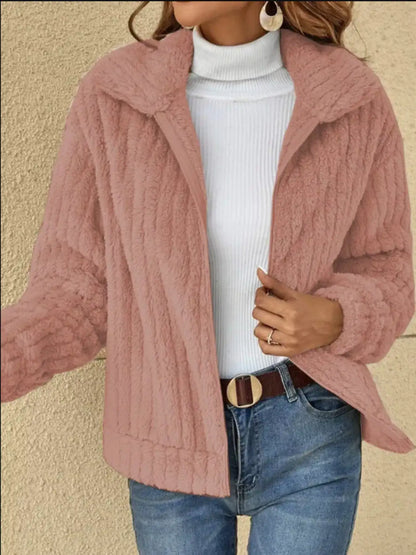 Veste femme grande taille en fausse fourrure à zip – vue 7