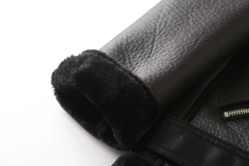 Veste motard femme en fausse fourrure d'agneau, très épaisse et zippée – vue 31