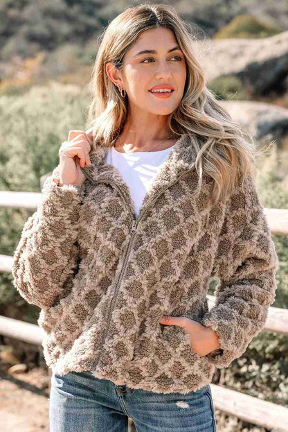 Veste Sherpa Châtaigne Femme - Capuche & Poches Zippée by Dear-Lover Dropshipping
