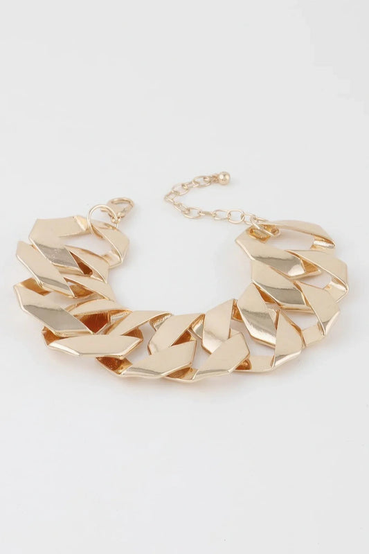 bracelet chaîne large curb femme or détail