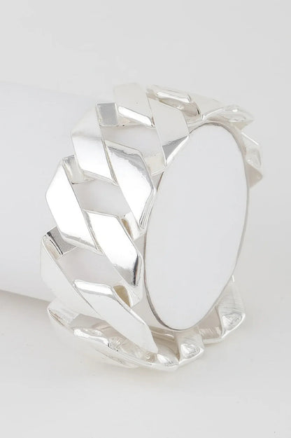 bracelet chaîne large curb femme argent vue face