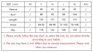 Tableau des taille robe femme