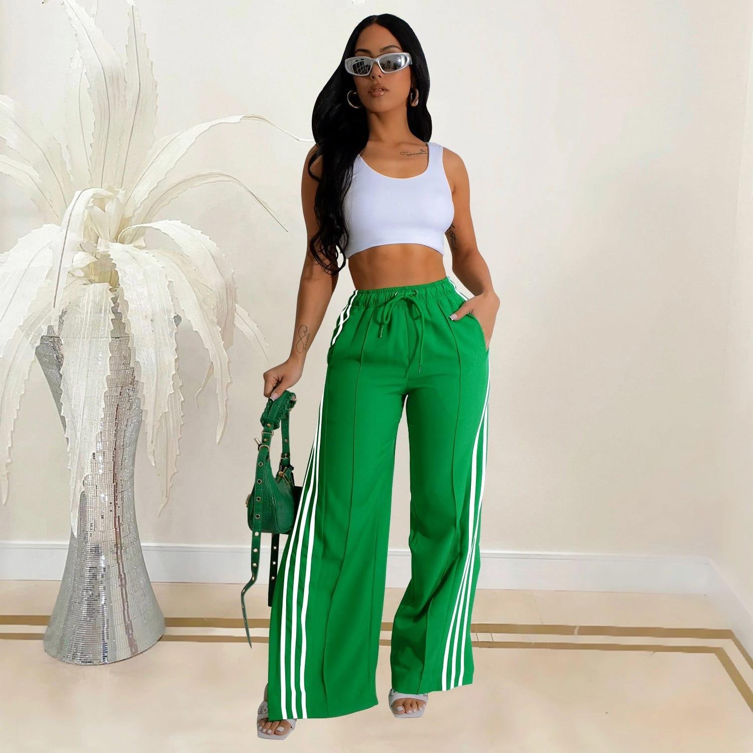 Pantalon de sport femme de couleur unie- vert