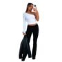 Pantalon femme coupe slim taille basse 100 % confortable-noir