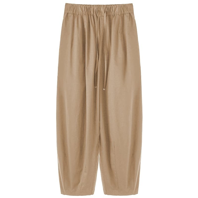 Pantalon ample et court décontracté pour femme-kaki