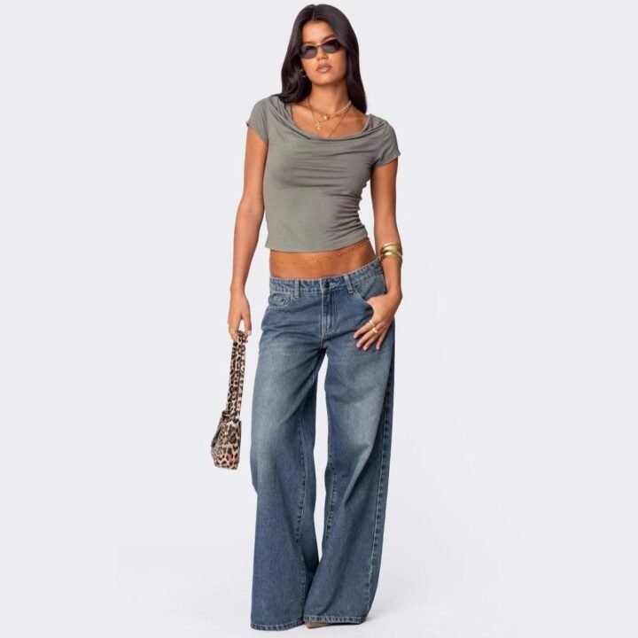 pantalon ample en denim-jambes larges