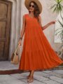 Robe Boho Ample sans manches 2025 - orange