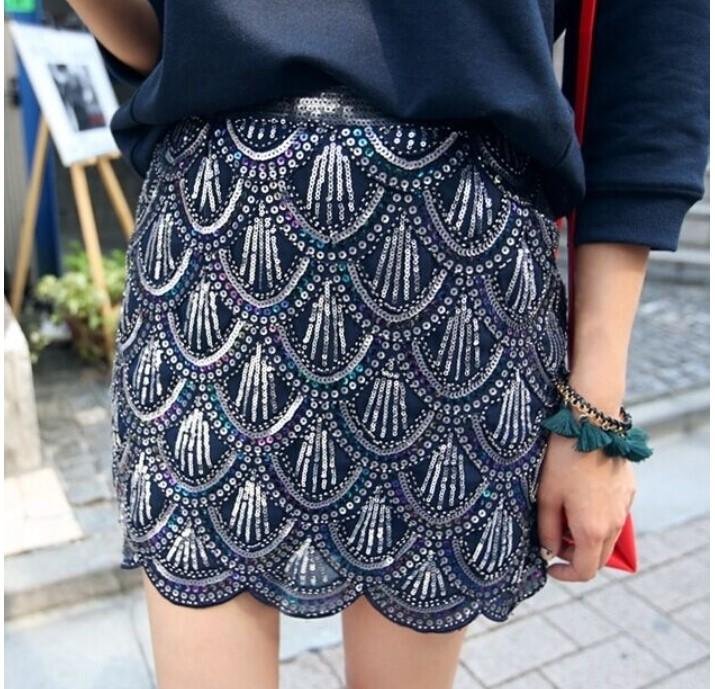 Jupe Sirène Scintillante-bleu marine