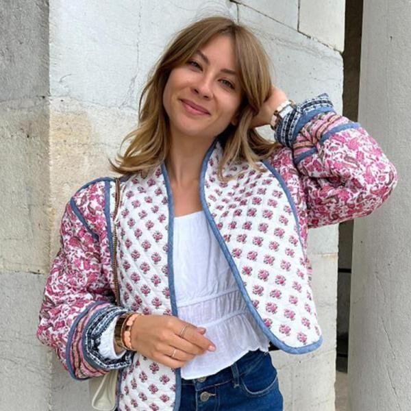 Manteau Réversible en Coton Imprimé pour l'Automne-2